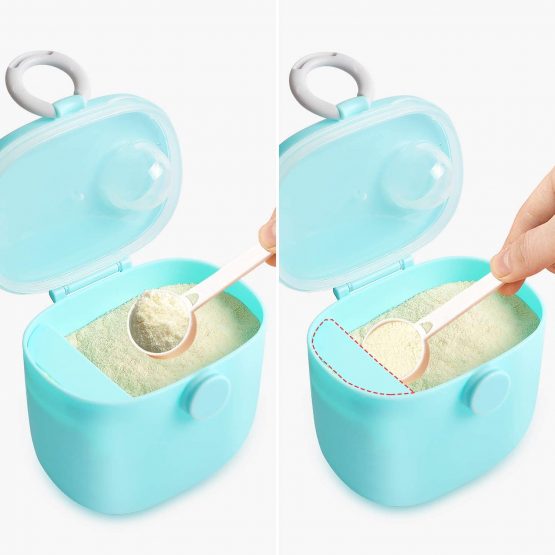Milk Powder Dispenser, Termichy Formula Dispenser, 500ml Airtight Portable Milk Powder Container for Travel Feeding, with Leveler and Spoon(1 pc, Blue) - Image 3