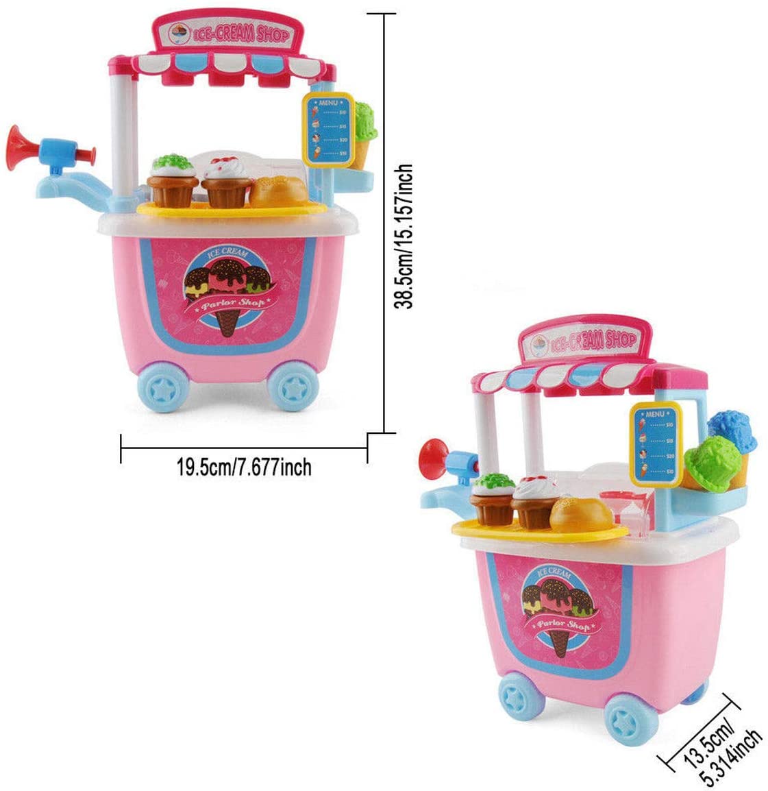 ZCOINS Funny Outdoor Children Ice Cream Cart Shop Toy, Pretend Play Set