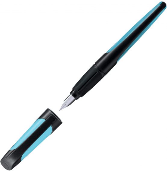 Ergonomic School Fountain Pen - STABILO EASYbuddy A Nib Black/Sky Blue - Image 4