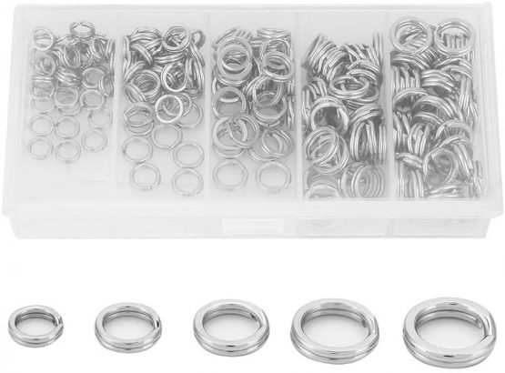 Alomejor 200pcs Fishing Stainless Steel Split Rings Double Snap Ring High Strength Fishing Lures Ring Fishing Lure Connector Fishing Tackle Set