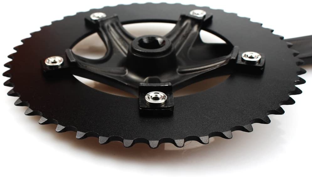 CYSKY 48T Single Speed Crankset 130 BCD 170mm Crank Arm for Single Speed Bike Fixed Gear Bicycle, Track Road Bike (Square Taper, Black) - Image 4