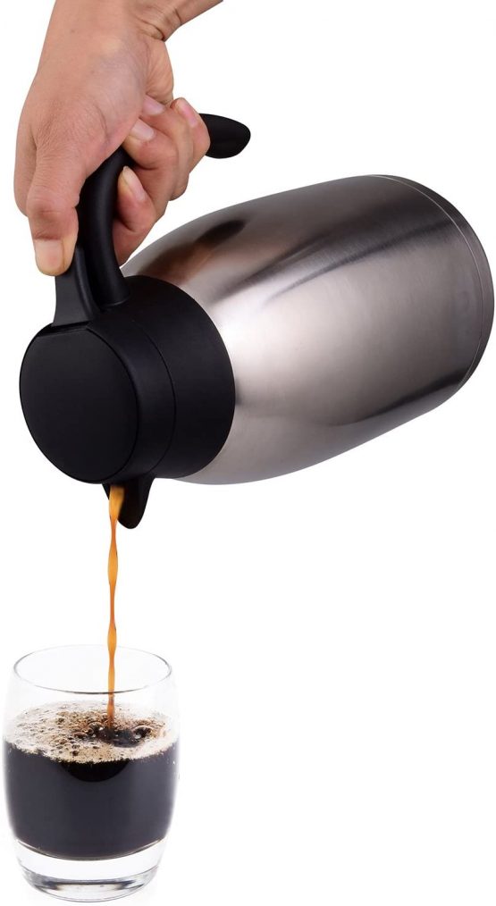 Cresimo 2 Litre Stainless Steel Coffee Jug / Double Walled Vacuum Tea Carafe / 12 Hour Heat Retention / 24 Hour Cold Retention / Thermal Insulated Airpot - Image 3