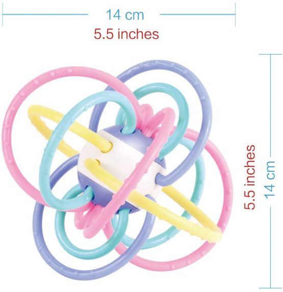 WEofferwhatYOUwant Sensory Teether and Rattle. Grab, Chew, and Shake. Plastic center for Easy Cleaning and No Exposed Screws. Baby Safe for plus 0 months.