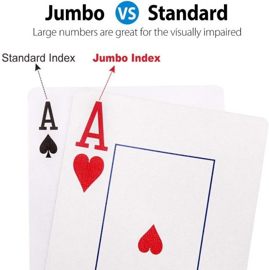 LotFancy Playing Cards Classical Poker Size Large Print 12 Decks of Poker Card Set, Jumbo Index for Texas Hold'em, Blackjack, Euchre, Canasta Cards Games, 6 Blue & 6 Red - Image 2
