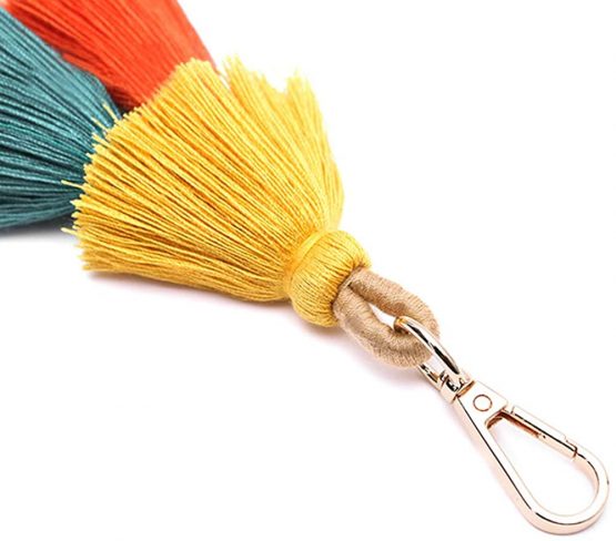 Auony Colorful Boho Tassel Charm Key Chain Pom Pom Tassel Bag Pendant Key Ring Keychain - Image 4