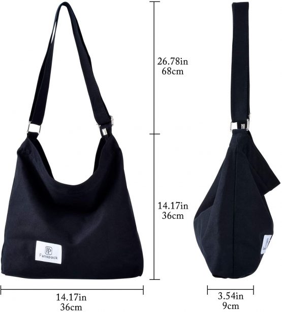 Hobo Bag,Fanspack Tote Bag Crossbody Bags for Women Handbags Shoulder Bags Canvas Bags for Women Canvas Bag with Zip Hobo Handbags Beach Bag - Image 2