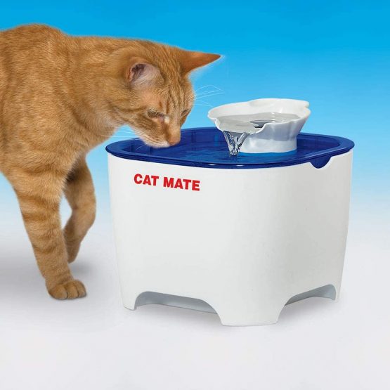 Cat Mate Shell Pet Water Fountain 3L (Blue Top/White Base) BigaMart