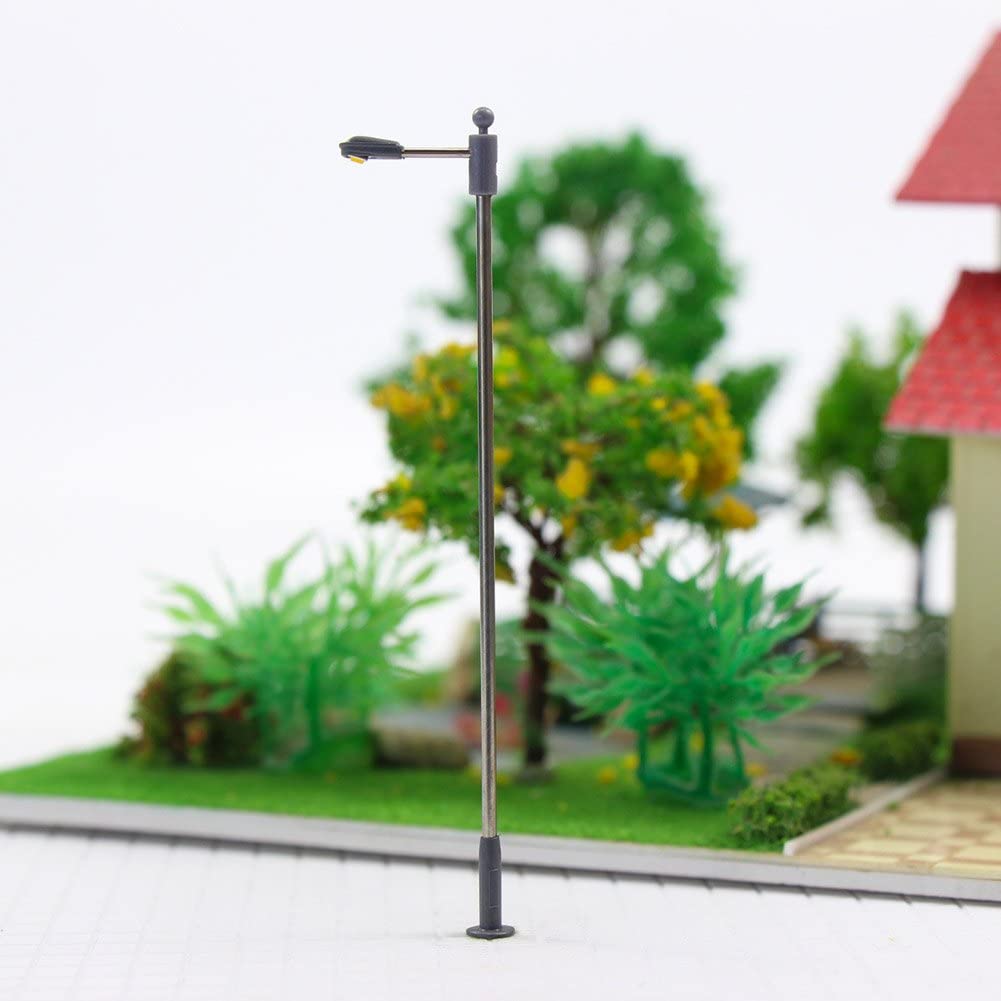 Evemodel Lqs09w 10pcs Model Railway Train Lamp Post Bright White Street Lights N Tt Scale Leds 8903