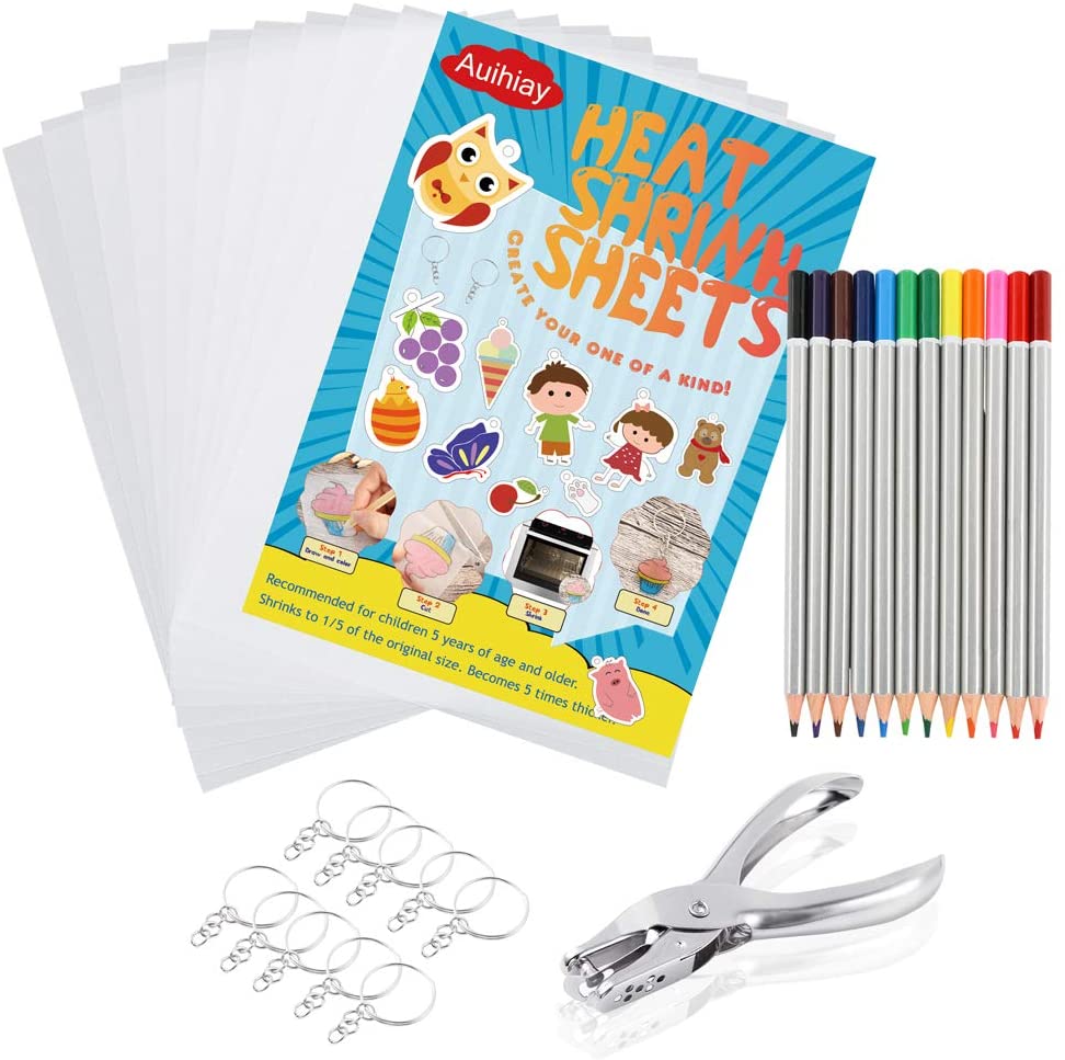 Auihiay 33 PCS Heat Shrink Plastic Sheet Kit Include 10 PCS Shrinky Art 