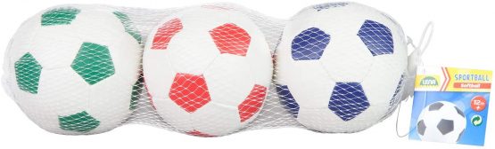 Lena 62163 Football Set of 3 White with Blue, Green or Red 3 10 cm Indoor and Outdoor Use Soft Sports Balls for Children from 12m - Image 2