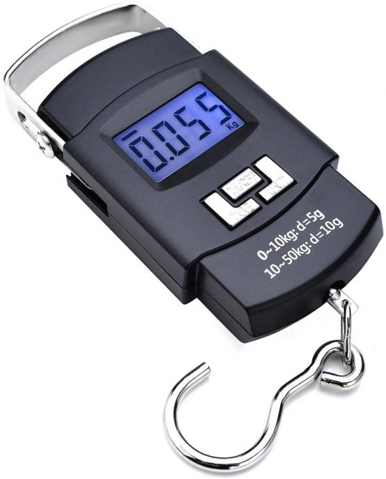 Yizhet 50kg/110lb Luggage Scale Electronic Digital Travel Postal Fishing Hook Scale, with Blue Backlit LCD Display, Data Hold Function, Tare Function, Ergonomic Handle and Stainless Steel Hook - Image 2