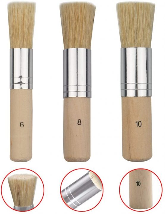 Novelfun Wooden Stencil Brush (Set of 3), Natural Bristle Brushes Perfect for Acrylic Painting, Oil Painting, Watercolor Painting, Stencil Project, Card Making and DIY Art Crafts - Image 3