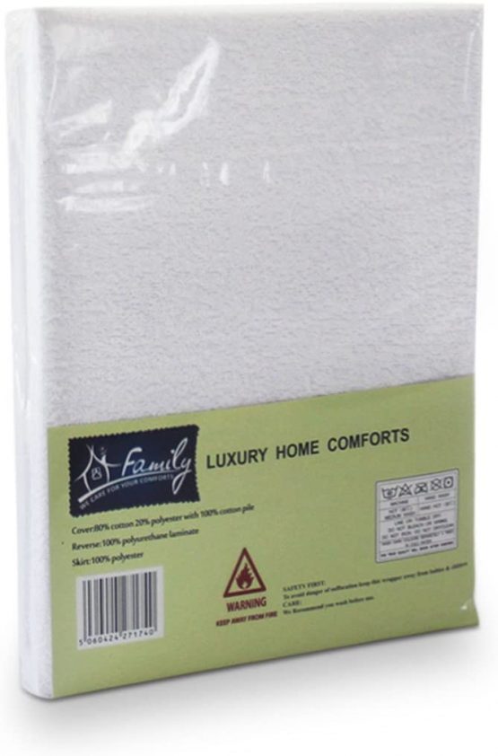 Family Bedding Terry Cotton 100 Percent Waterproof Double Bed Bedding Mattress Protector, 140 cm x 200 cm - Image 2