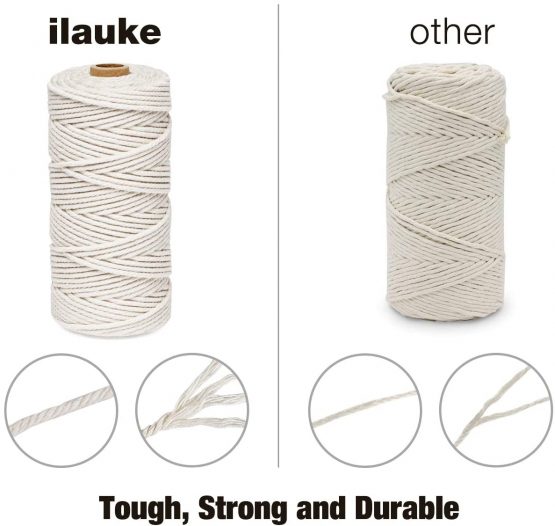 ilauke 3MM Bakers Twine, 200m Cotton Macrame Cord Kitchen Cooking String for Trussing and Tying Poultry Meat Making Sausage DIY Crafts and Decoration (Beige) - Image 2