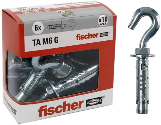 Fischer 71256 Steel Dowels Ta M 6 with Hook, Diameter 10 mm
