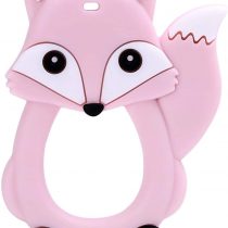 PREMYO Teething Toy for Baby Teether Silicone - Soothes Sore Gum Pain - Easy to Grab BPA Free Fox Rose Pink