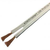 electrosmart 25m Low Profile Flat White Oxygen Free Copper OFC Loud Speaker Cable - Multi-Strand 158 (2x 79 Strand) Outside Dimensions of Cable: 1.7mm x 10mm
