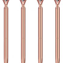 NUOLUX 4Pcs Rose Gold Pen with Big Diamond Crystal Metal Ballpoint Pen for School Office Supplies Gifts
