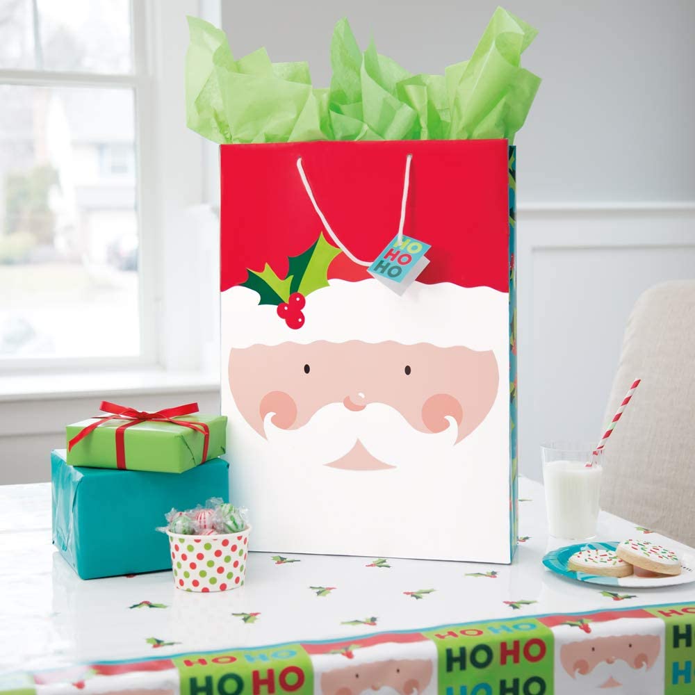 Unique Party 77103 - Plastic Holly Santa Christmas Tablecloth, 7ft x 4.5ft, Multicolor, 83.9 x 53.9 inch (Rectangular) - Image 3