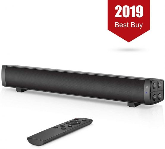 PC Soundbar, Wired and Wireless Computer Speaker Home Theater Stereo Sound Bar for PC, Desktop, Laptop, Tablet, Smartphone [RCA, AUX], Black