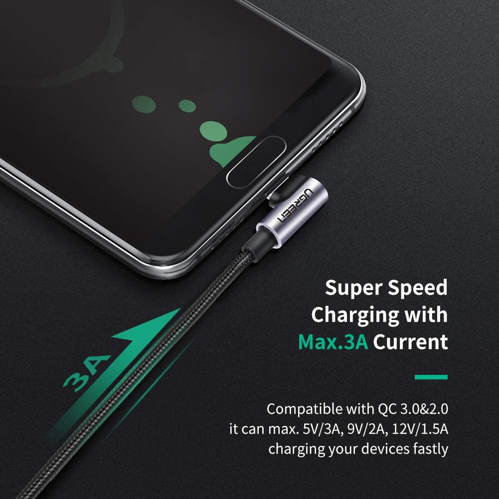 UGREEN USB A to USB C Cable 90 Degree 3A Right Angle USB C Charger Cable Fast Charging Compatible with iPhone 17/16/15 - Image 3