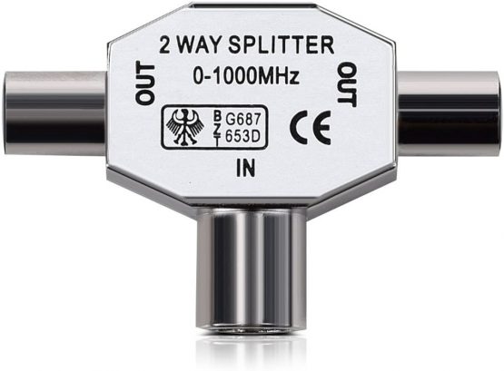 kwmobile 2-Way Aerial Splitter - Cable TV Splitter 2x Coax Plug 2 Male to 1 Female Adapter in Metal Housing - Coaxial Digital Signal Antenna Splitter - Image 3