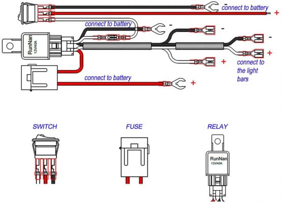 WOWLED Wiring Harness Switch Relay Kit for Connecting 2 LED Truck Driving Light Bar SUV 4WD ATV - Image 4