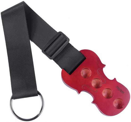 Rayzm Cello End-Pin Stopper, Non-skid Cello End Pin Holder, Wooden Cello Spike Floor Protector, Solid Maple Anchor Rest for Cello Anti-slip, 4 Holes, Adjustable Nylon Strap