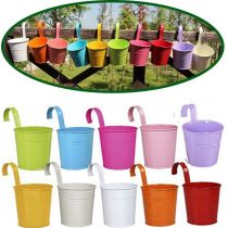 Dproptel Set of 10 Metal Hanging Flower Pots with Detachable Hook Balcony Flower Bucket Wall Planter Garden Home Ornaments Home Decor