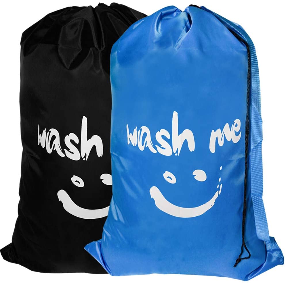 2 Pack Large Travel Laundry Bags with Shoulder Strap,Machine Washable