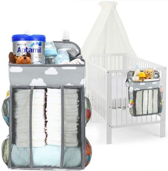 auvstar Hanging Crib Nappy Organizer,Storage Diaper Stacker,Large Capacity Baby Diaper Organiser Bag,Crib Nursery Organisers - Keeps All Baby Essentials at Your Fingertips (A)