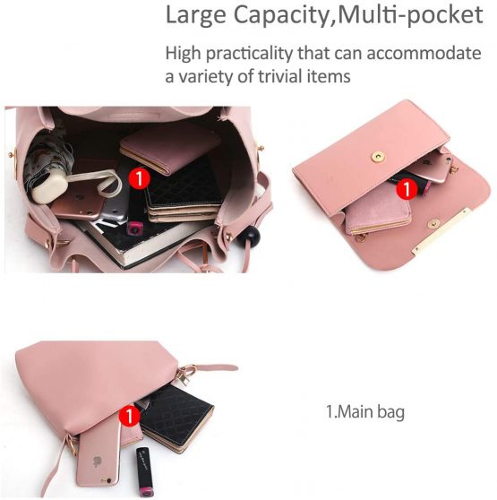 NICOLE&DORIS Women Handbags 3 Pcs Bags for Ladies Chain Bag Totes Top-Handles Shoulder Bags Black - Image 4