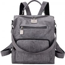Backpack For Women,RAVUO Three Ways to Carry PU Leather Backpack Rucksack Fashion Ladies Backpacks Handbags Grey