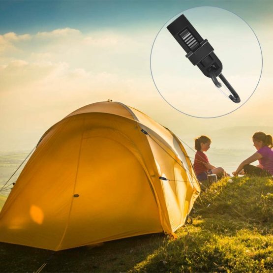 8PCS Large Tarp Clips Lock Awning Clamp Tent D-Shape Plastic Clip Windproof Awning Clamp Grip with D-Shaped Carabiner Hanging Hook for Outdoor Activities Black - Image 2