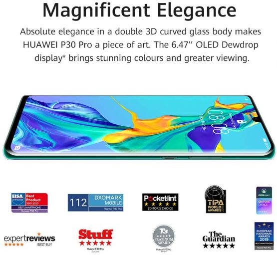 HUAWEI P30 Pro 128 GB 6.47 Inch OLED Display Smartphone with Leica Quad AI Camera, 8GB RAM, EMUI 9.1.0 Sim-Free Android Mobile Phone, Single SIM, Aurora, UK Version - Image 4