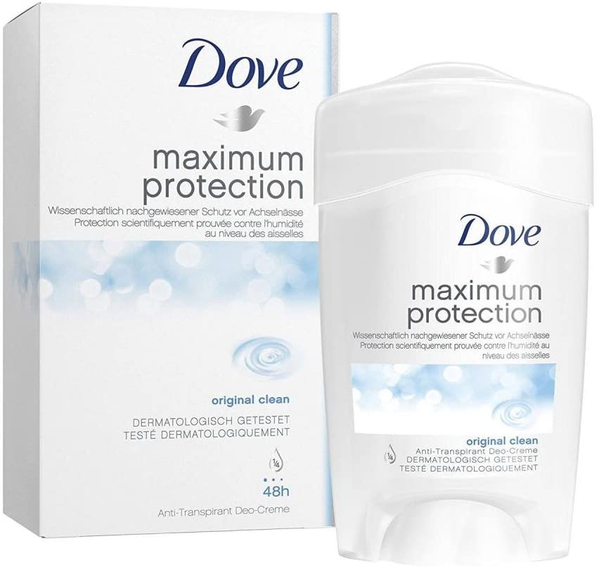 6x Dove Maximum Protection Original Clean Deodorant Deo Cream Stick 45ml 48h!, 45 ml (Pack of 6)