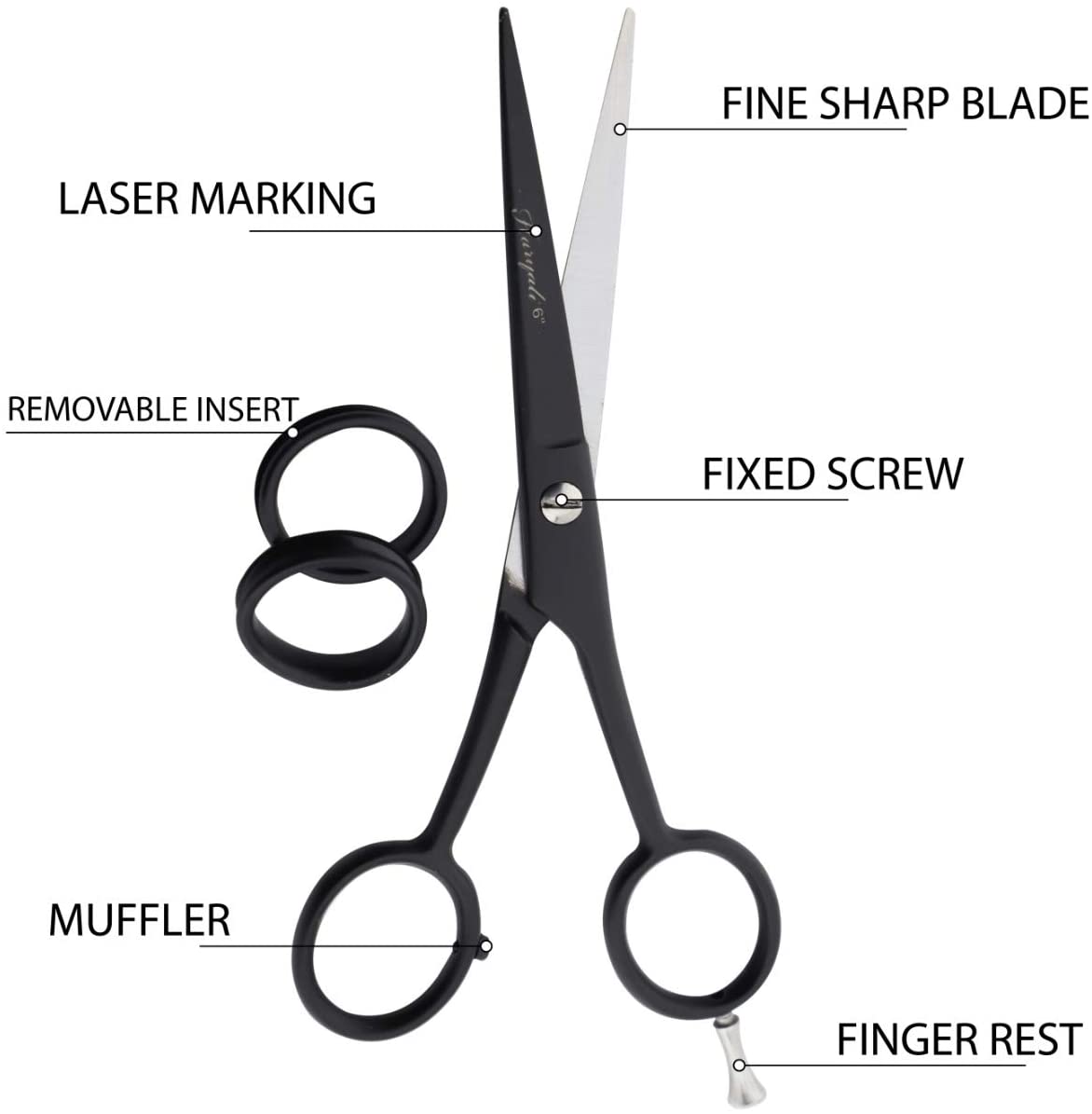 Haryali London Black Professional 6" Hairdressing Barber Scissors Hairdresser Hair Cutting Salon Shears With Fixed Screw - Image 2