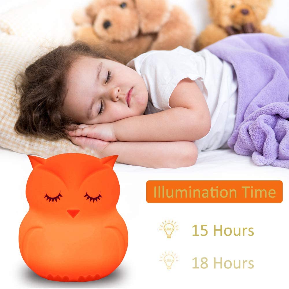 Tianhaixing Owl Night Light for Kids Rechargeable LED Bedside Lamp for Children 9 Changing Color Silicone Nursery Lamp for Breastfeeding Eyes Caring - Image 3