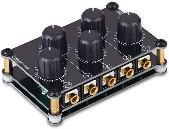 Little Bear MC5 Mini Portable Stereo 4 Channel Audio Mixer Passive Live Studio Console Recording Low Noise (No Power Needed)