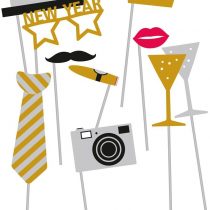 amscan 10118496 New Year Photo Props with Hat, Crown, and Glasses(10-Piece) -1 Pack
