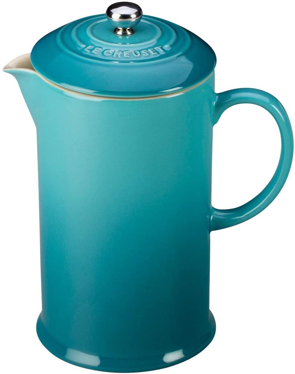 Le Creuset Stoneware Cafetière French Press with Stainless Steel Plunger, 1 Litre, Serves 3-4 Cups, Teal, 91028200490000 - Image 2