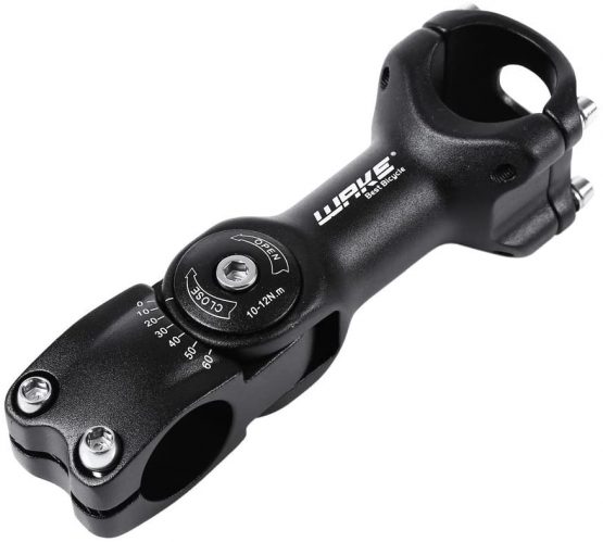 FOMTOR Bike Adjustable Stem 31.8mm 0~60 Degree WAKE Adjustable Handlebar Stem for Mountain Bike Road MTB (31.8mm x 110mm,Black)