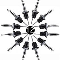FAPPEN Bottle Pourers for Spirits, 12Pcs Stainless Steel Freeflow Liquor Spirits Pourer Speed Pourer Wine Bottle Spirits Pourers Tapered Spout for Olive Oil Coffee Syrup Vinegar Bottles (Silver)