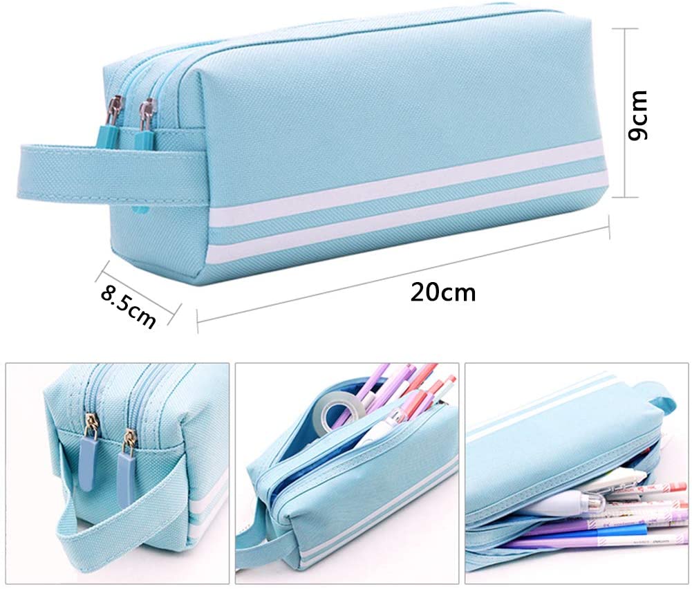 Pencil Case Large Capacity Pencil Case Blue BETOY Pen Bag Pencil Case 20cm for Children Teenager Student Storage of Stationery - Image 3