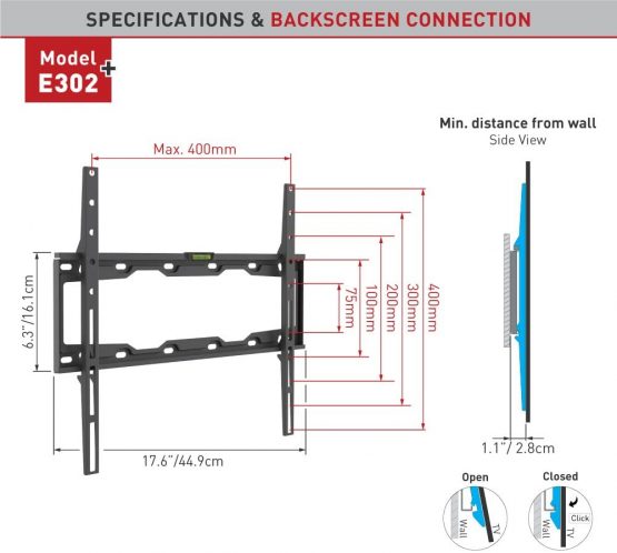 Barkan TV Wall Mount, 19 - 65 inch Fixed Flat / Curved Screen Bracket, Holds up to 110lbs, Auto Lock Patented, Very Low Profile, Fits LED OLED LCD - Image 2