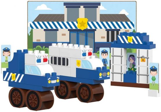 BIOBUDDI BB-0129 POLICE STATION PLAY SET, 32 BLOCKS Building, Multi-Coloured