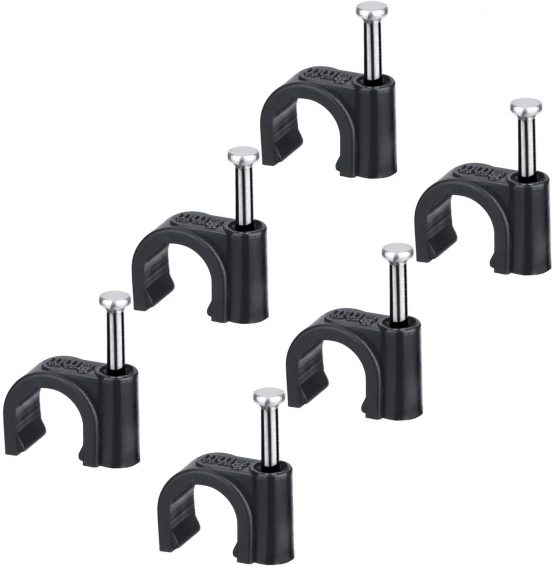 8mm Round Steel Nails Cable Clips, Black (Pack of 100) - Image 2