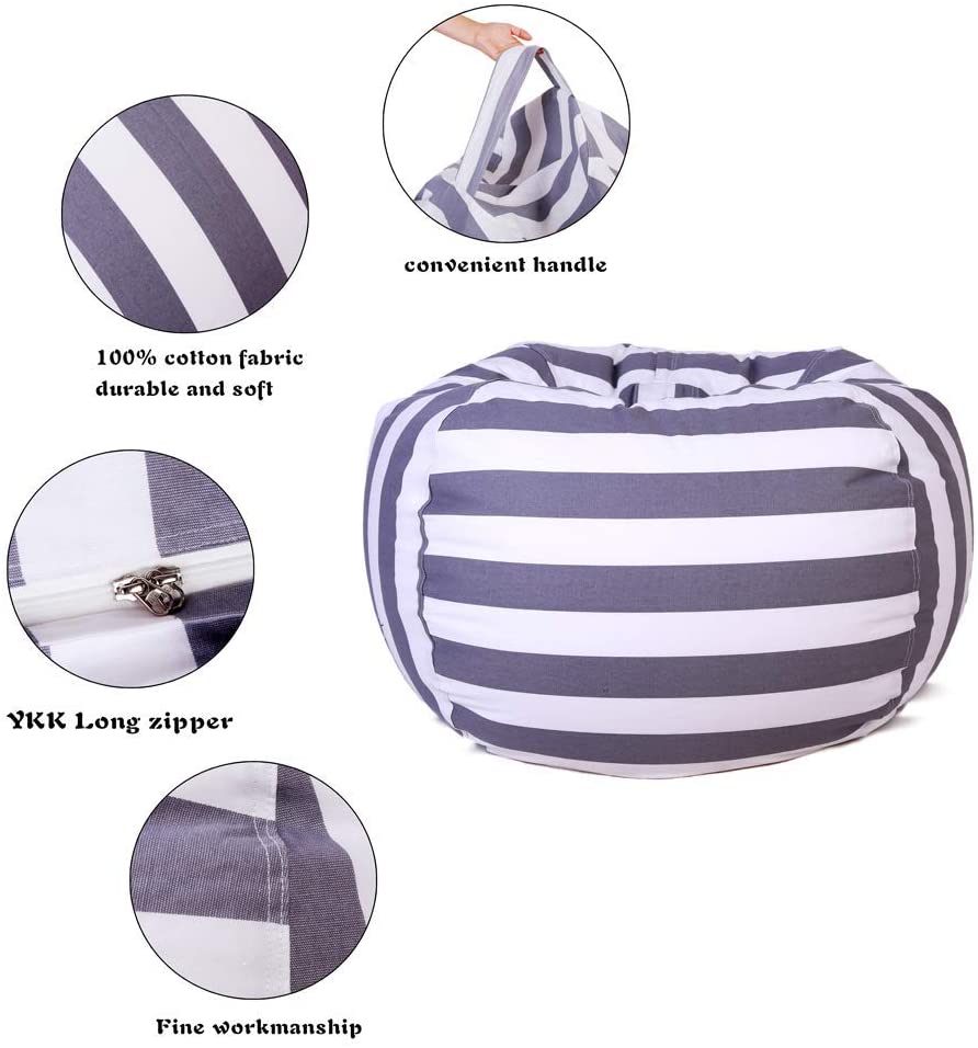 UMYMAYDO1 TOY STORAGE BEAN BAG, Cover, 38" Extra Large Toy Organizer, Stuffed Animal Organizer in Gray - Image 3