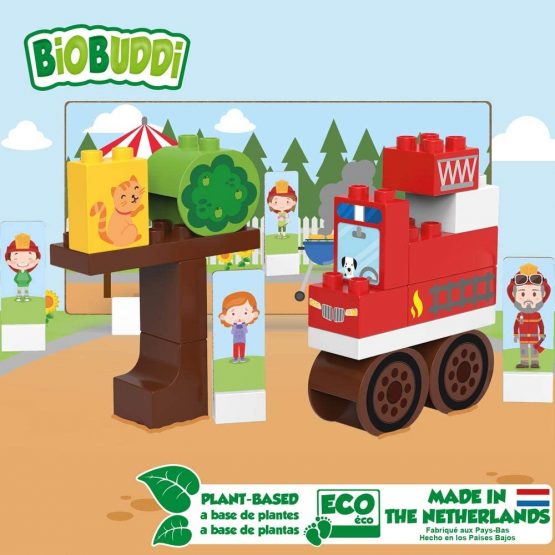 BIOBUDDI BB-0127 FIRE TRUCK PLAY SET, 20 BLOCKS Building, Multi-Coloured - Image 4