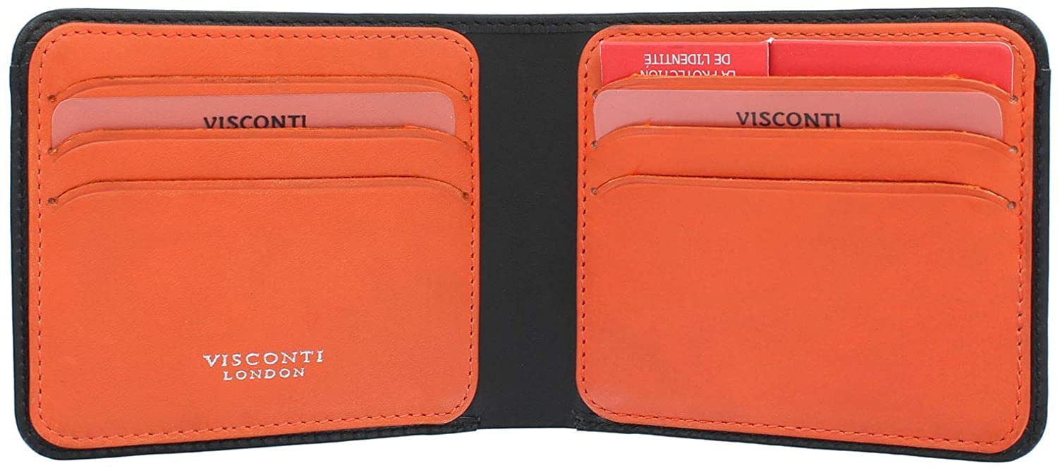 VISCONTI Slim Collection Trim Leather Wallet with RFID and Tap and Go VSL35 Black/Orange